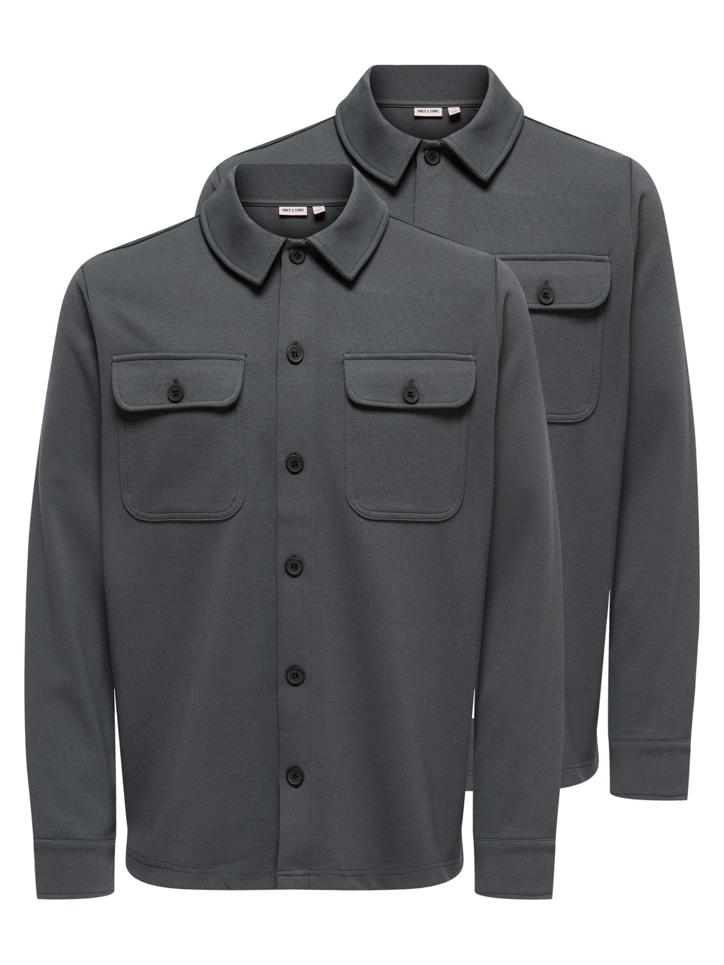 Only & Sons Overhemd 'Newkodyl' in de kleur Donkergrijs, Productweergave