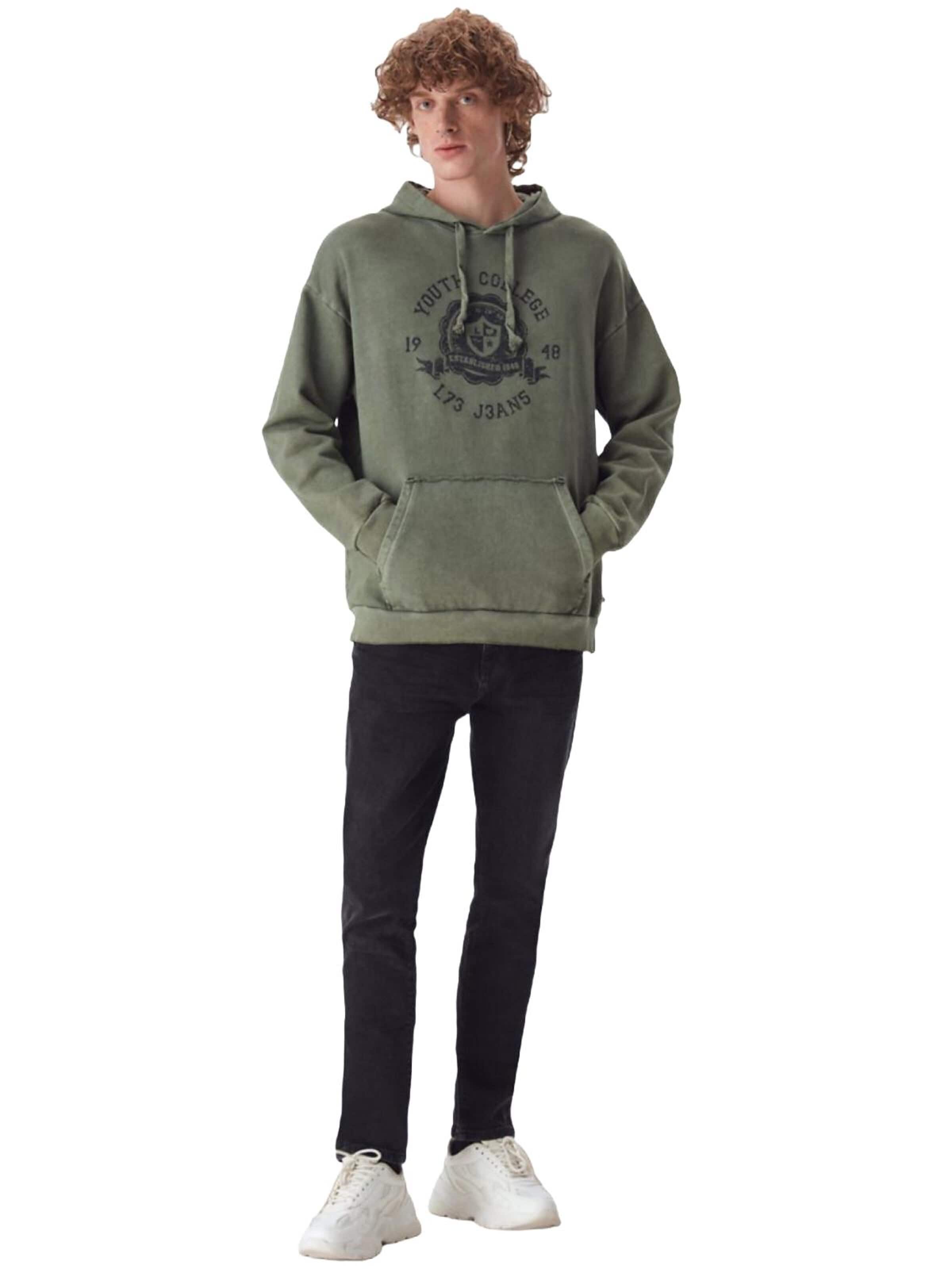 LTB Jeans Sweatshirt 'LTB Jeans Herren-Sweatshirt mit Print' in Green