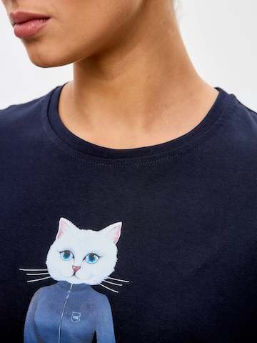 T-shirt 'Sport cat with dumbbells' Cat e Lolette en bleu