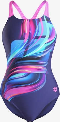 ARENABustier Jednodijelni kupaći kostim 'BLOOM' - plava boja: prednji dio