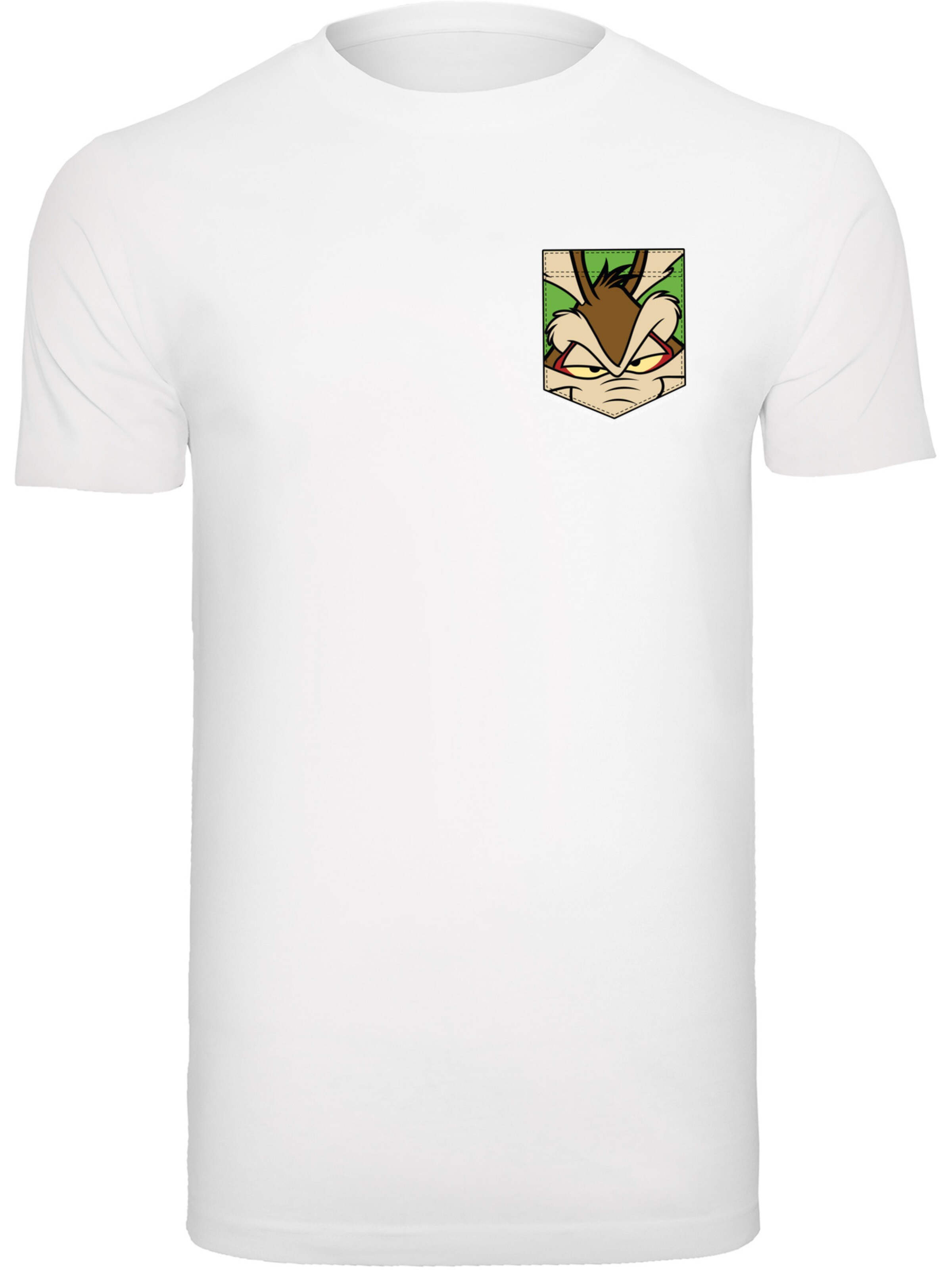 T-Shirt 'Looney Tunes Wile E Coyote Face' F4NT4STIC en blanc : devant