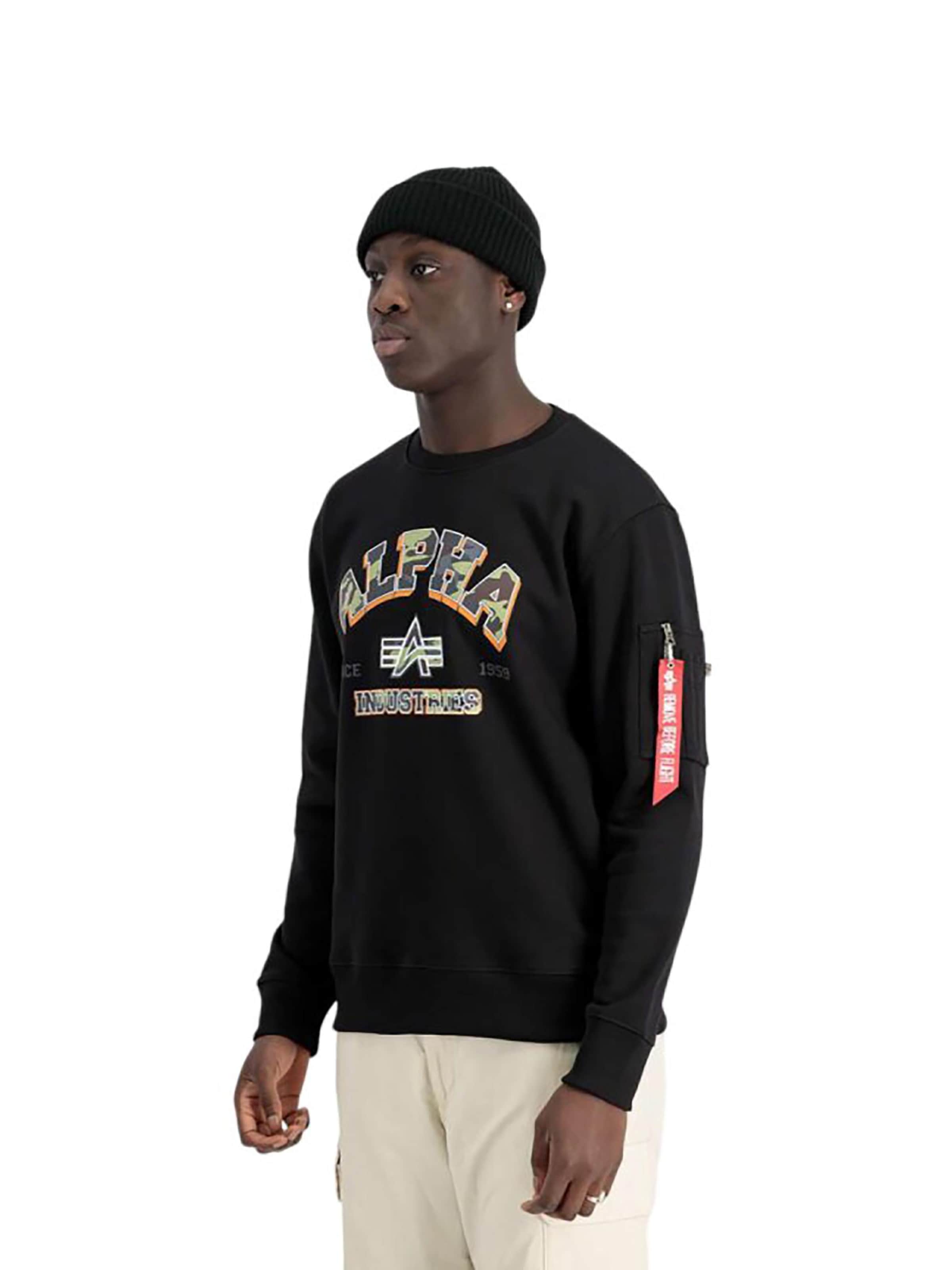 ALPHA INDUSTRIES Sweatshirt 'College' in Zwart