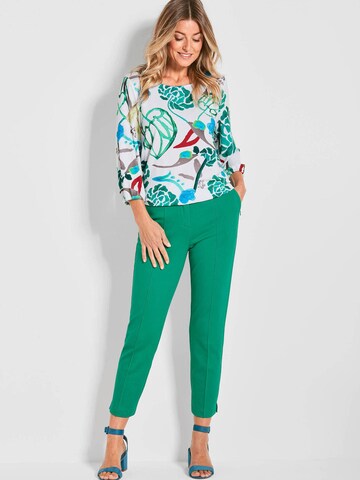 Goldner Slimfit Hose 'LOUISA' in Grün