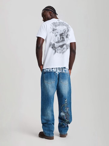 Ed Hardy Loosefit Farkut 'Serpent Skull' värissä sininen