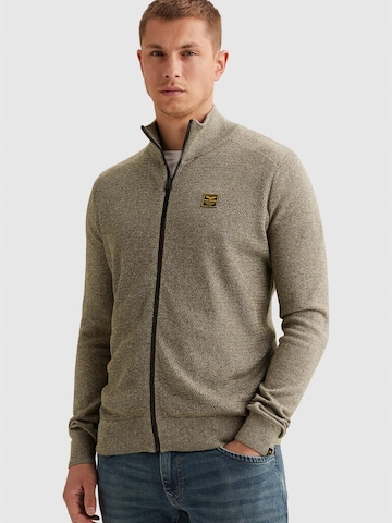 PME Legend Tröja 'Cardigan with zipper closure and stand-up collar' i grön: framsida
