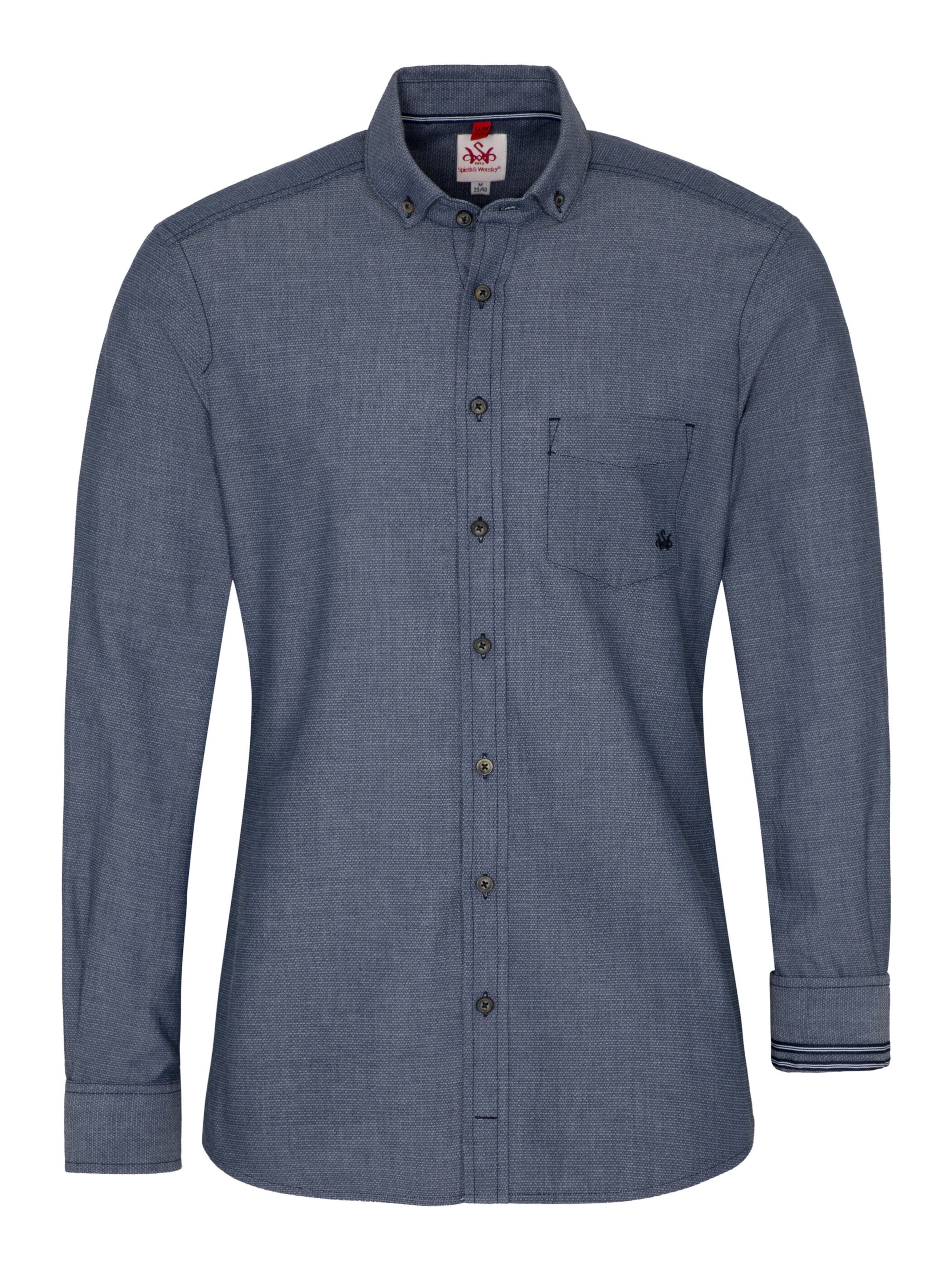 Coupe regular Chemise folklorique 'Trachtenhemd Fischach' SPIETH & WENSKY en bleu : devant
