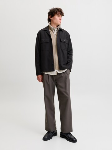 JACK & JONES Zip-Up Hoodie 'JJEWILLIAM' in Black