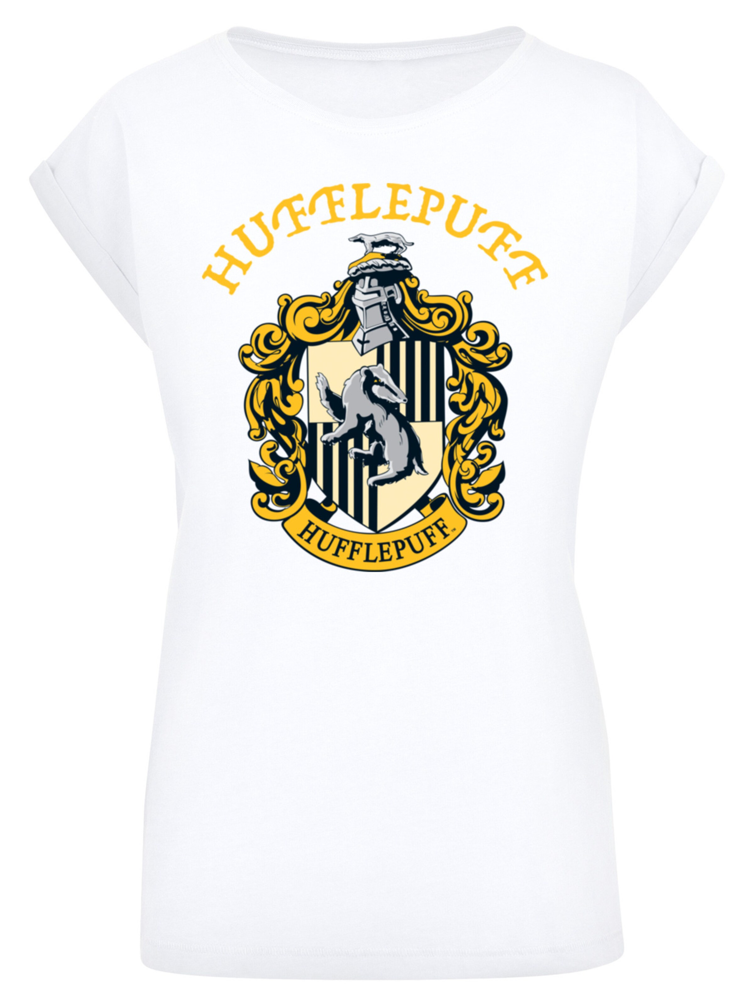 T-shirt 'Harry Potter Hufflepuff Crest' F4NT4STIC en blanc : devant
