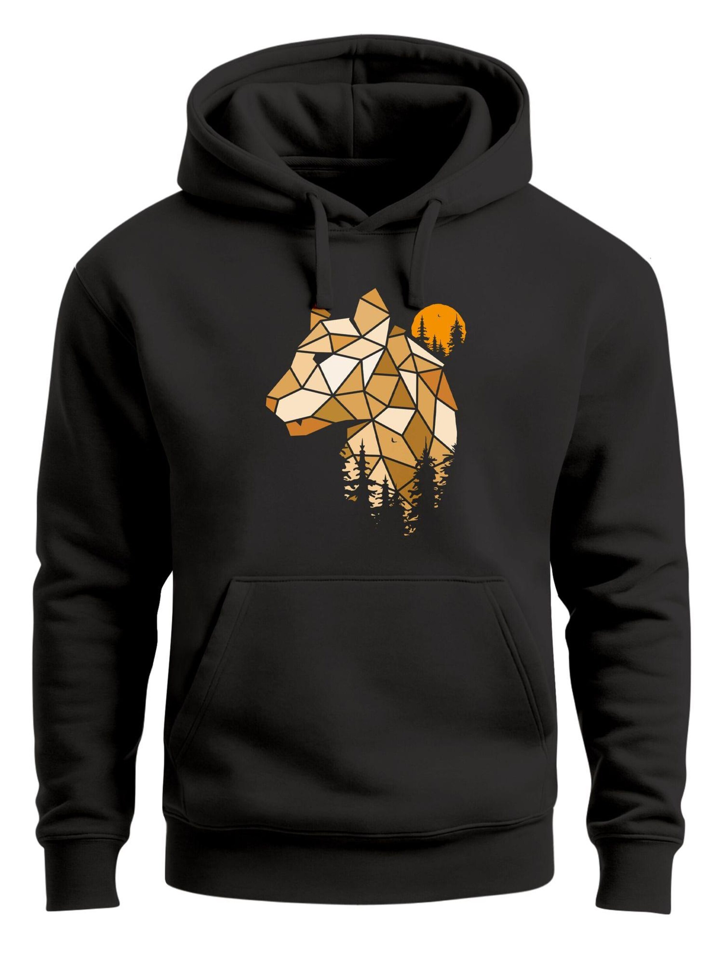 Neverless Sweatshirt 'Luchs Polygon' in Black: front