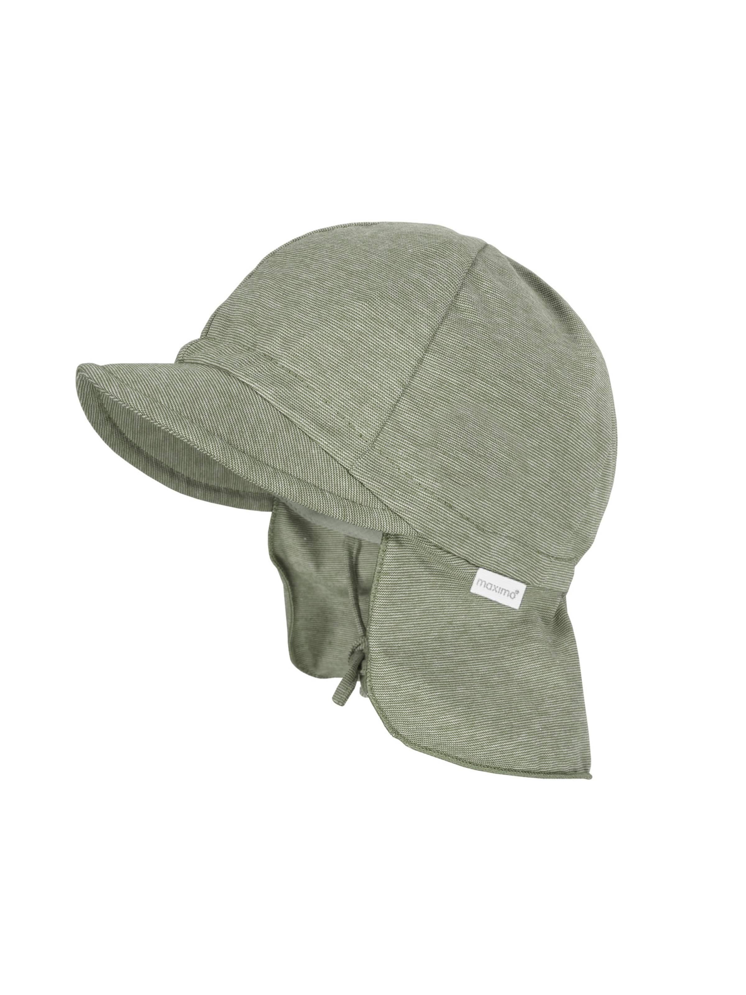 MAXIMO Beanie 'GOTS MINI-Schildmütze, Band Nackenschutz, Microringel, Jersey, UV 50' in Green: front