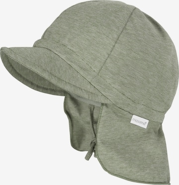 MAXIMO Beanie 'GOTS MINI-Schildmütze, Band Nackenschutz, Microringel, Jersey, UV 50' in Green: front