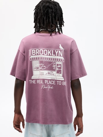 Pull&Bear T-Shirt 'BROOKLYN' in Lila: Vorderseite