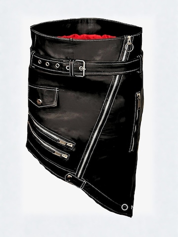 Be  Noble Rok 'Lederrock diagonal' in Zwart: voorkant