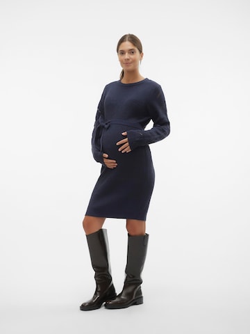 MAMALICIOUS Gebreide jurk 'New Lina' in Blauw: voorkant