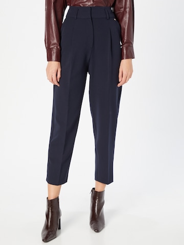 Rich & Royal Tapered Pleat-Front Pants in Blue: front