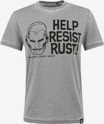 Recovered T-Shirt 'Marvel Help Resist Rust' in Grau: predná strana