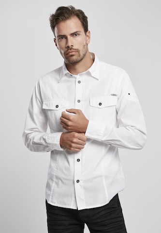 Brandit Regular fit Button Up Shirt in White: front