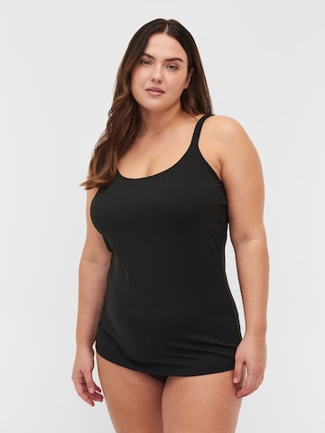 Devoted by Zizzi Shaping Top in Black: front