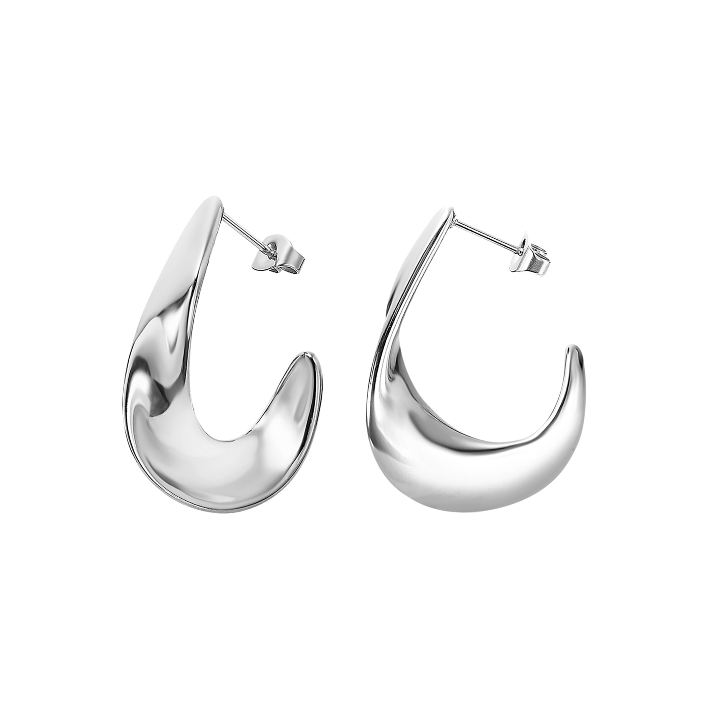 Lotus Earrings in Silver: front
