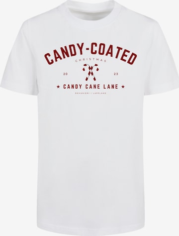 T-Shirt 'Weihnachten Candy Coated' F4NT4STIC en blanc : devant