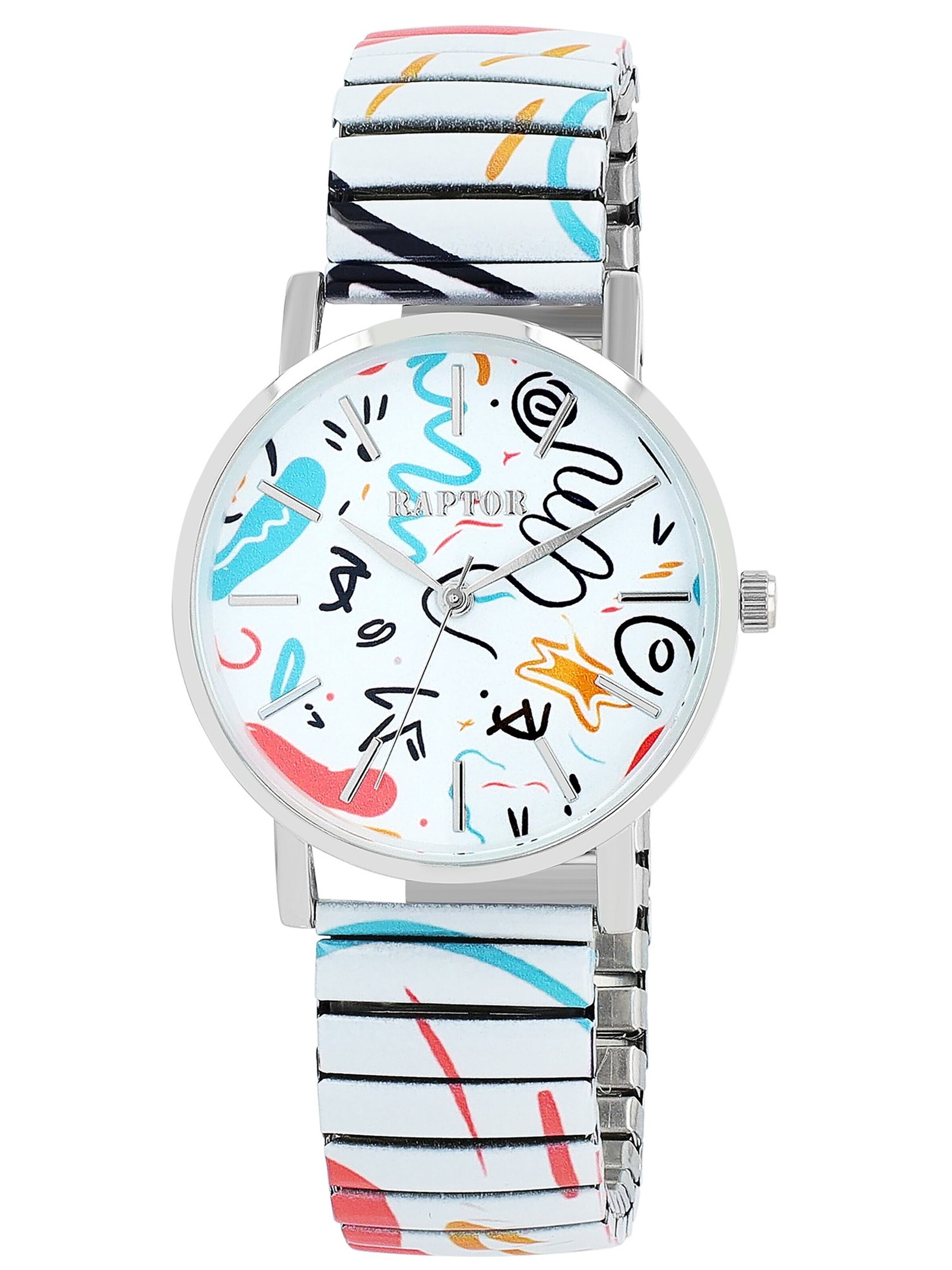 Raptor Analog Watch 'Colorful Edition, Mineralglas' in White