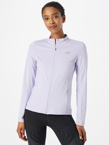 4F Athletic Zip-Up Hoodie in Purple: front