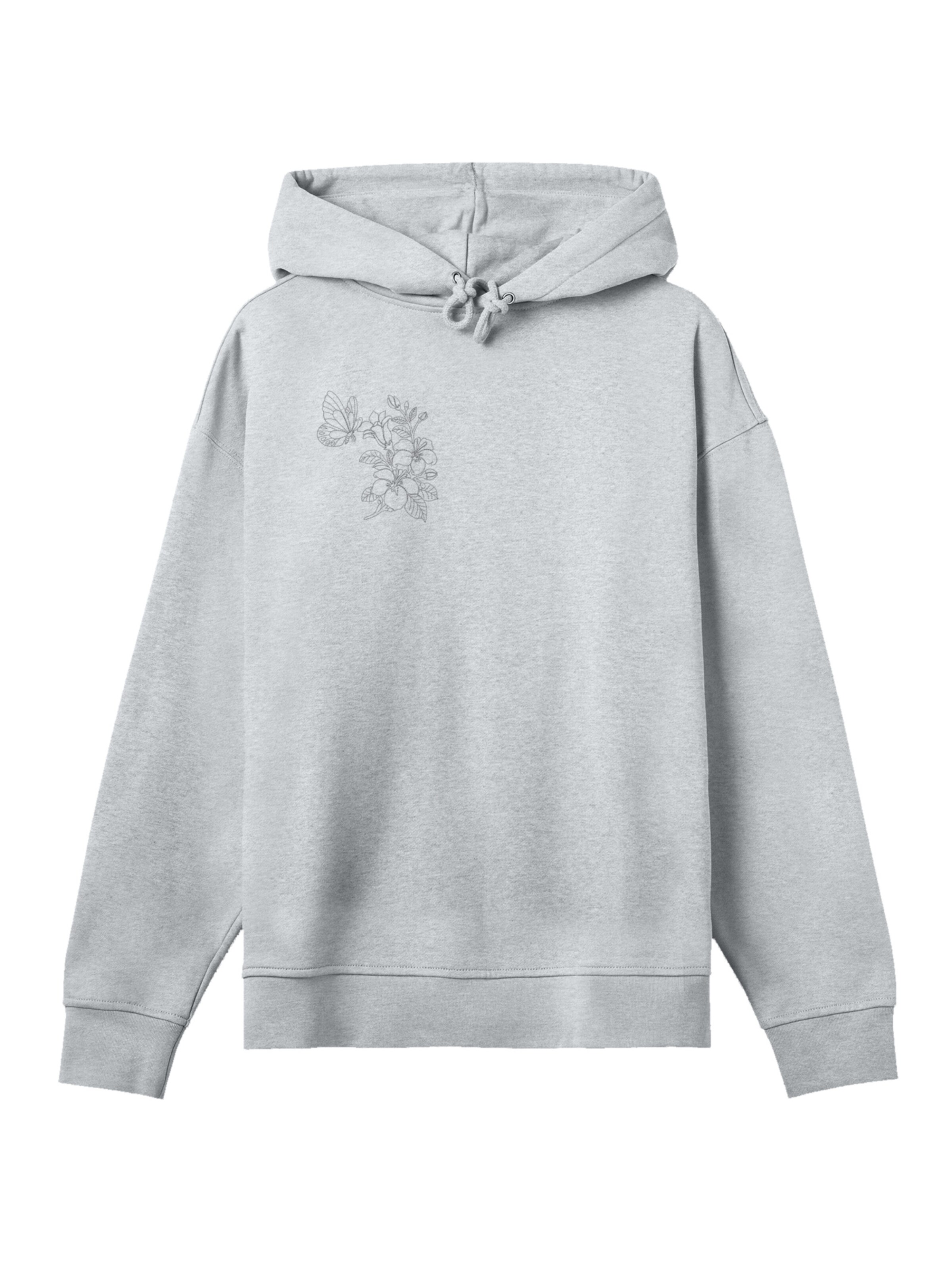 F4NT4STIC Sweatshirt 'Schmetterling Blumen Bestickt' in Grau: Vorderseite