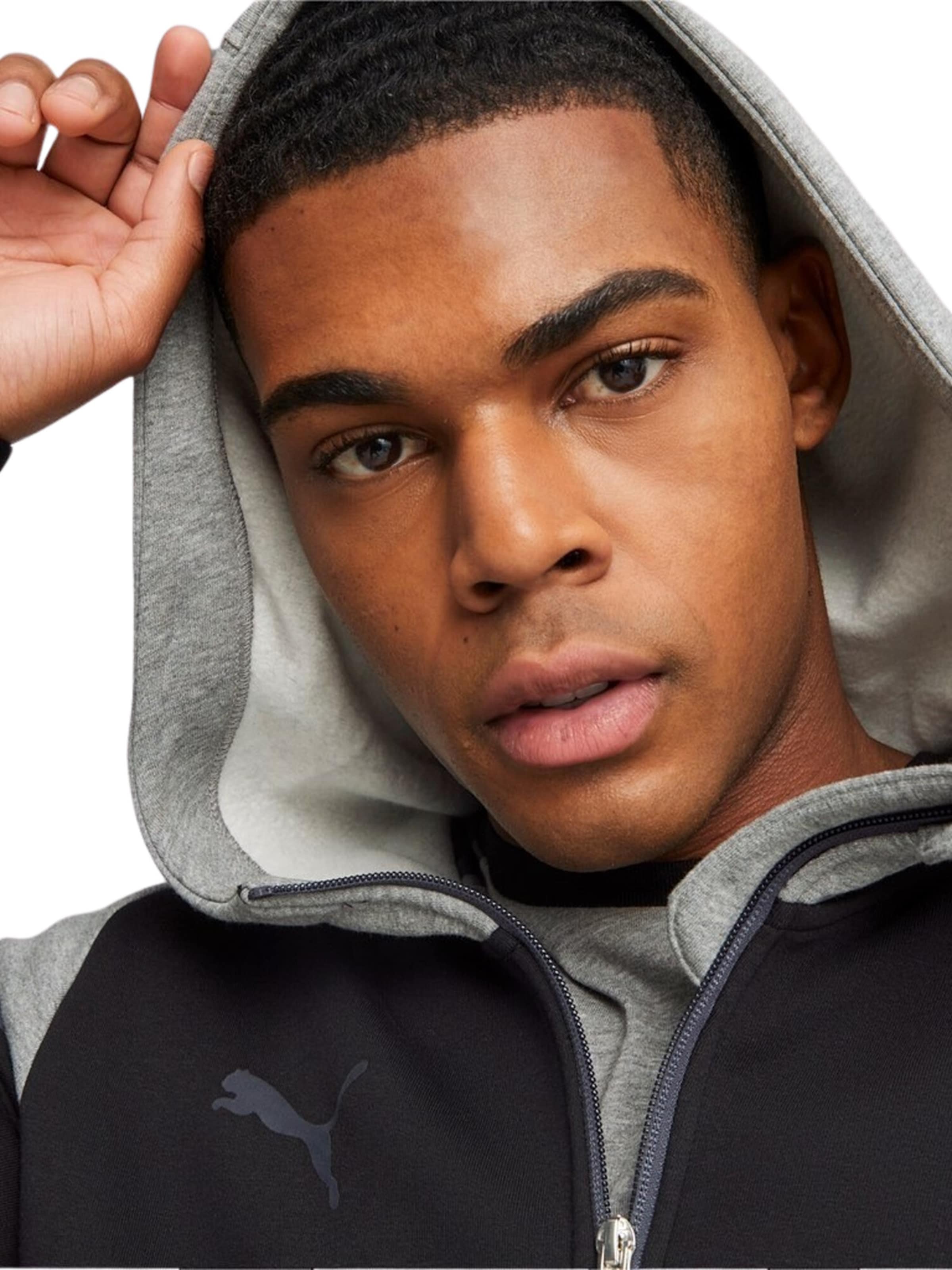 PUMA Athletic Zip Up Hoodie in Black ABOUT YOU