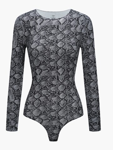 cfab (formerly creamy fabrics) Bodysuit 'Crew Neck Longsleeve Bodysuit' in Grey: front