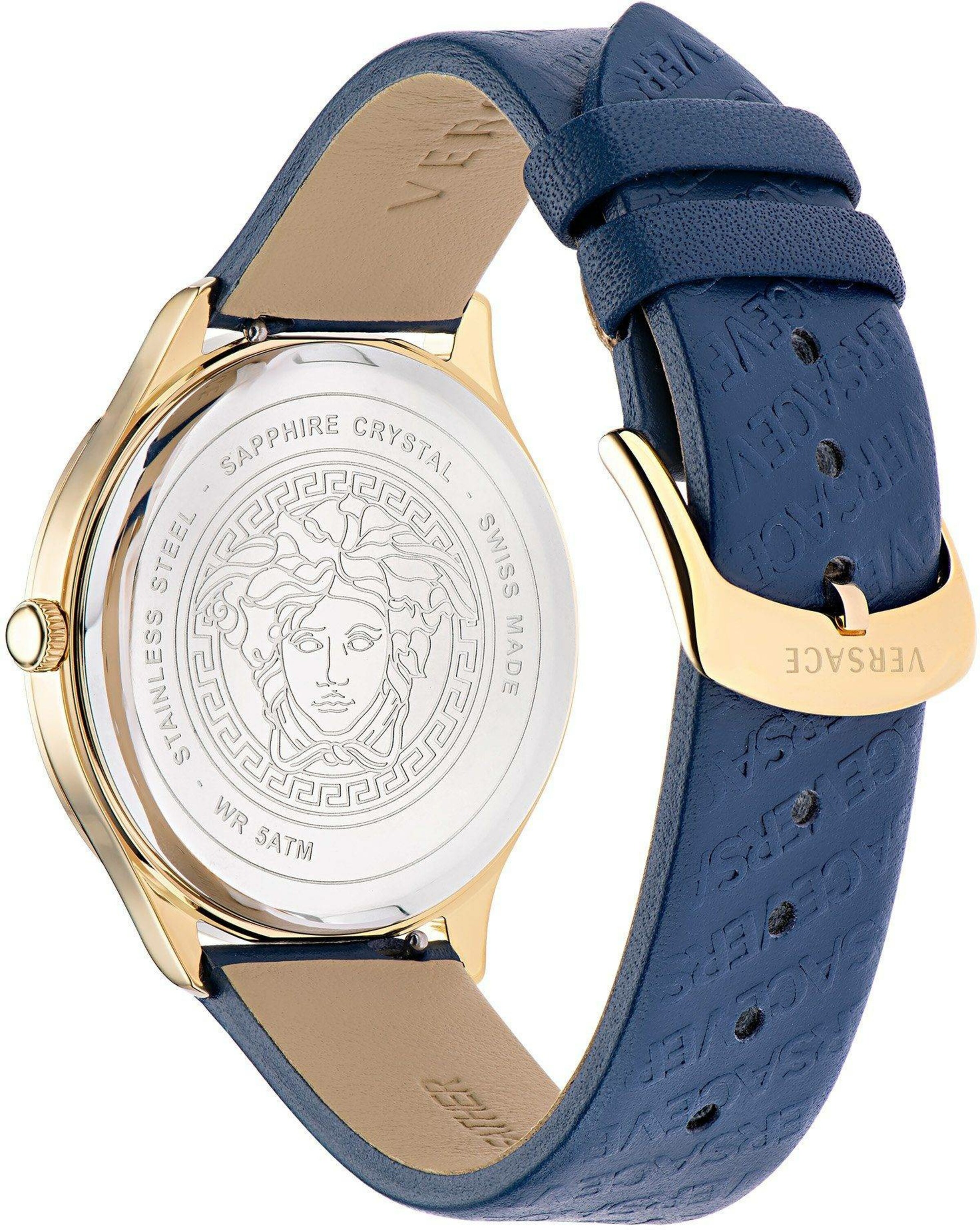 VERSACE Analoog horloge 'LOGO HALO' in Blauw