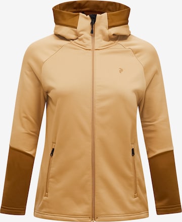 PEAK PERFORMANCE Fleecejacke W Rider Essentials Midlayer Zip Hood in Braun: Vorderseite