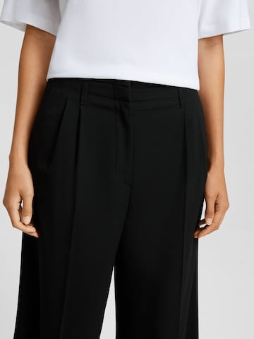 Bershka Wide leg Bandplooibroek in Zwart