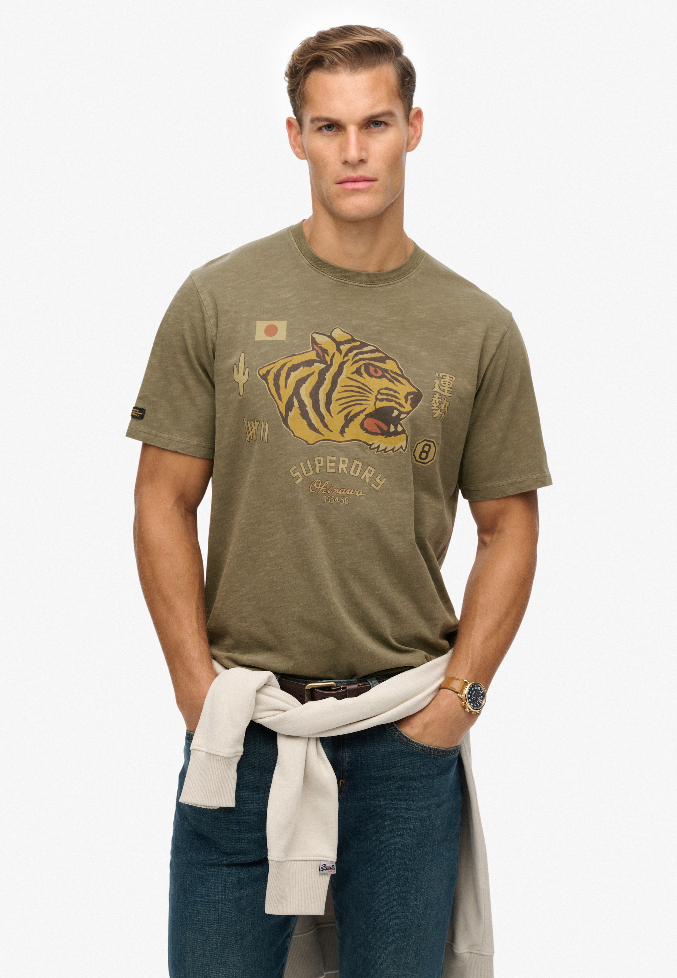 Superdry & Co Shirt 'Campaign Souvenir' in Groen: voorkant