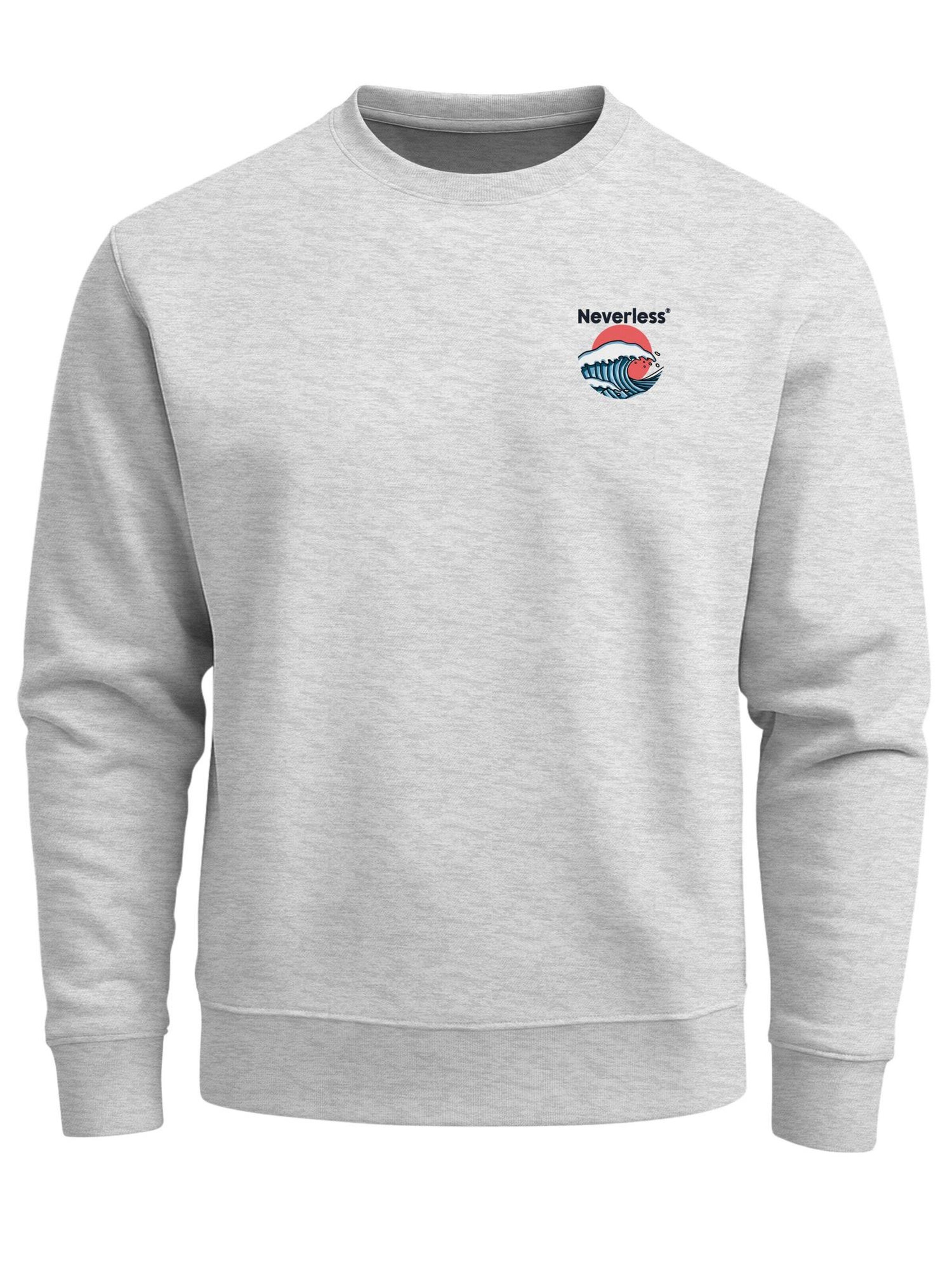 Neverless Sweatshirt 'Japan Wave'‌‌‌‌‌ in Grau: Vorderseite