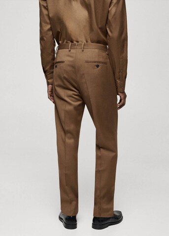 MANGO MAN Regular Pleated Pants 'Turin' in Brown