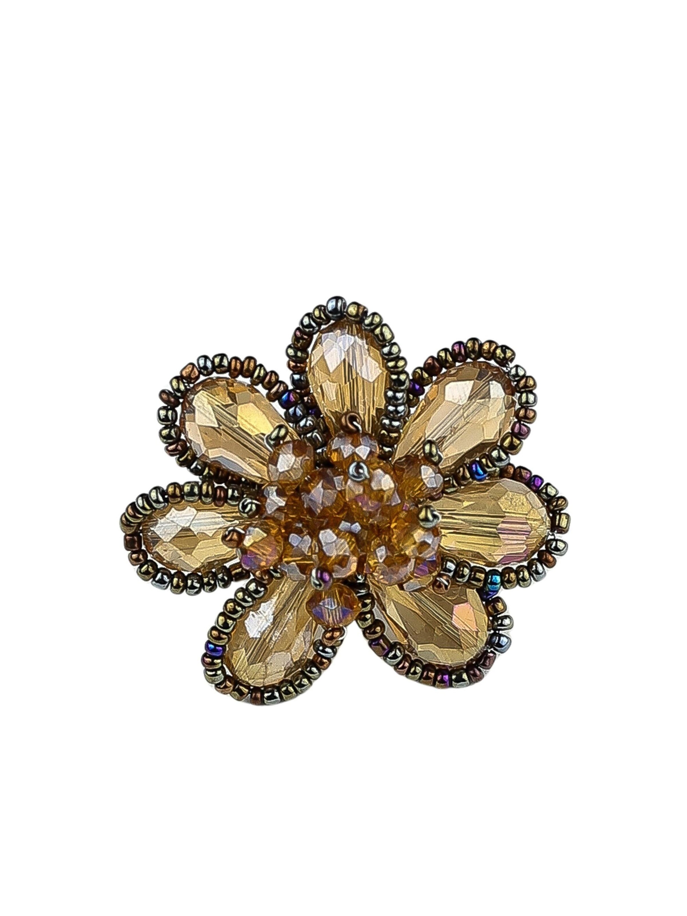 COLLEZIONE ALESSANDRO Ring 'Strassblüte' in Brown: front