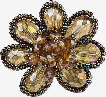 COLLEZIONE ALESSANDRO Ring 'Strassblüte' in Brown: front