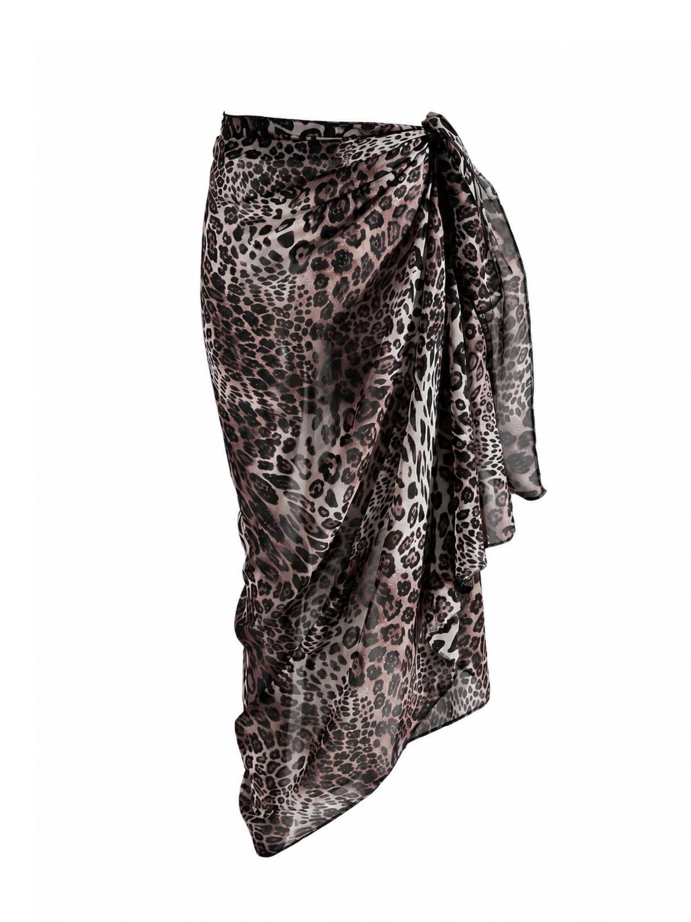 Emilie collection Beach towel 'Pareo panterprint' in Brown: front