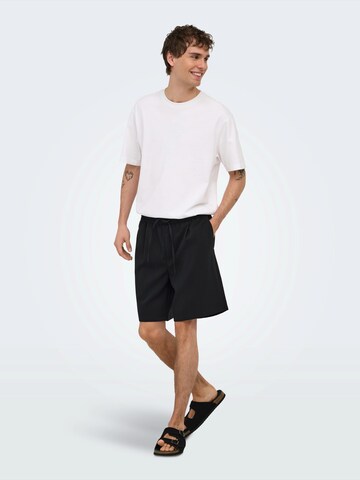 Only & Sons Loose fit Pleat-Front Pants 'ONSWill' in Black
