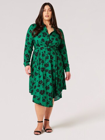 Apricot Shirt Dress in Green: front