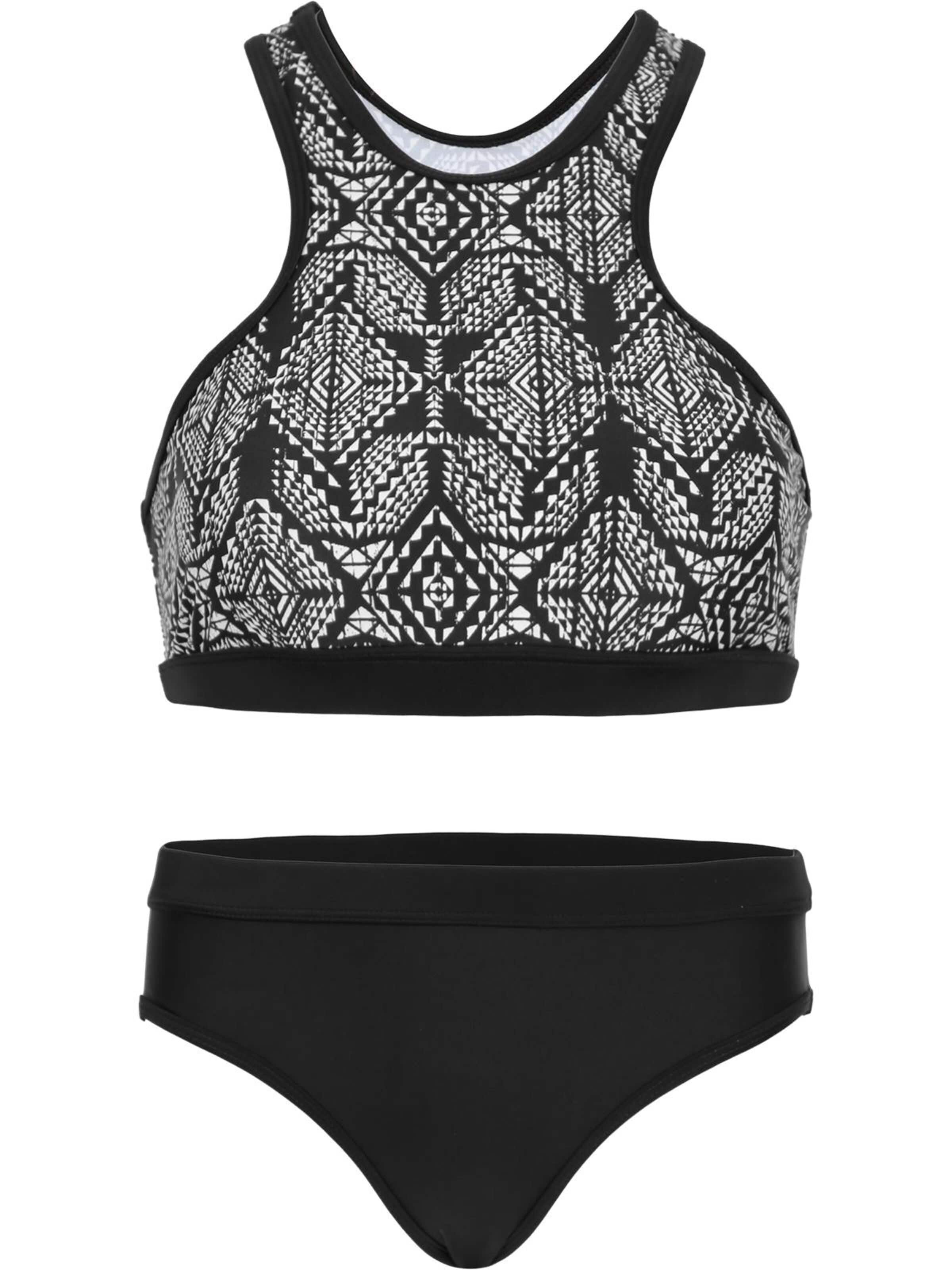 La V High neck Bikini 'Basic' in Zwart: voorkant