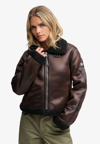 Superdry & Co Zimní bunda – hnědá: přední strana