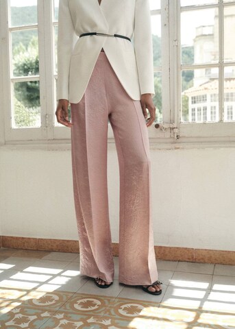 MANGO Wide leg Pleated Pants 'Raida' in Pink: front