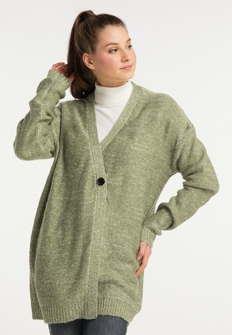 MYMO Knit cardigan in Green: front