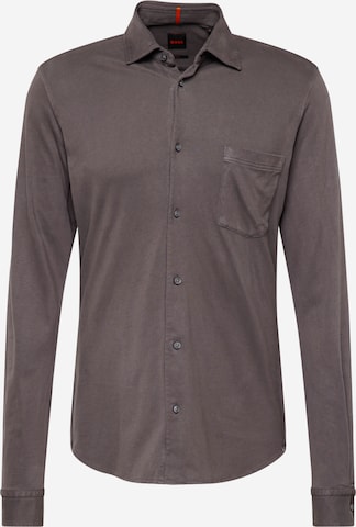 Chemise business BOSS en marron : devant