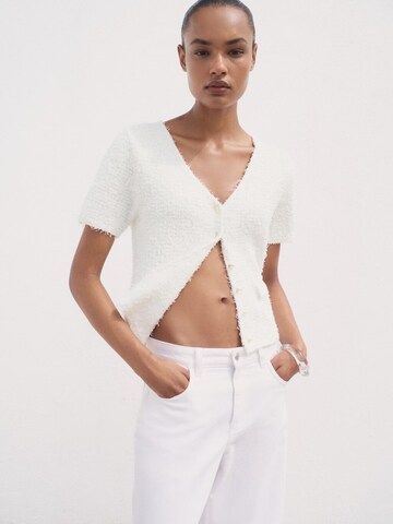 MANGO Knit cardigan 'CAMILA' in White: front