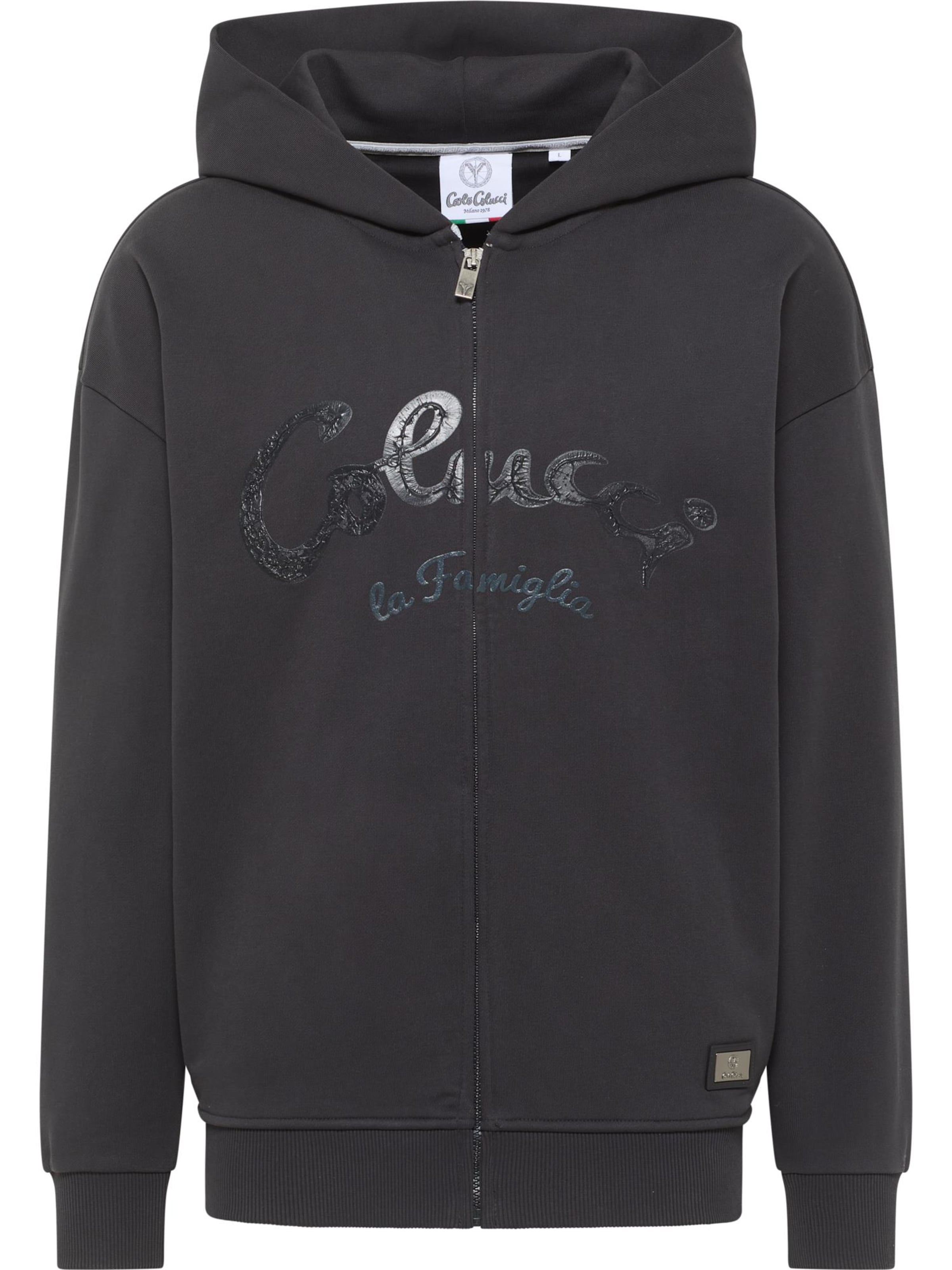 Carlo Colucci Sweatvest 'Drasigh' in Zwart: voorkant