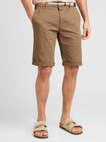 Lindbergh Regular Chino Pants 'Superflex' in Brown: front