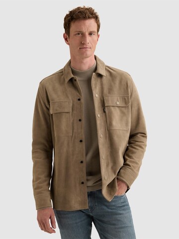 Regular fit Camicia 'Suede overshirt with press button closure and chest pockets' di VANGUARD in bianco: frontale