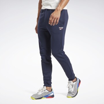 Reebok Tapered Workout Pants in Blue: front